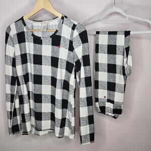 Lucky Brand Black & Off-white Checkered Long Sleeve Top And Pants PJ Set Youth M